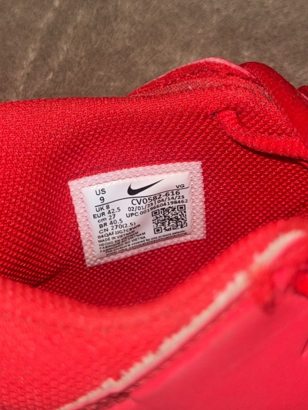 Nike Kids Red Sneakers with White Swoosh - Picture 3 of 3